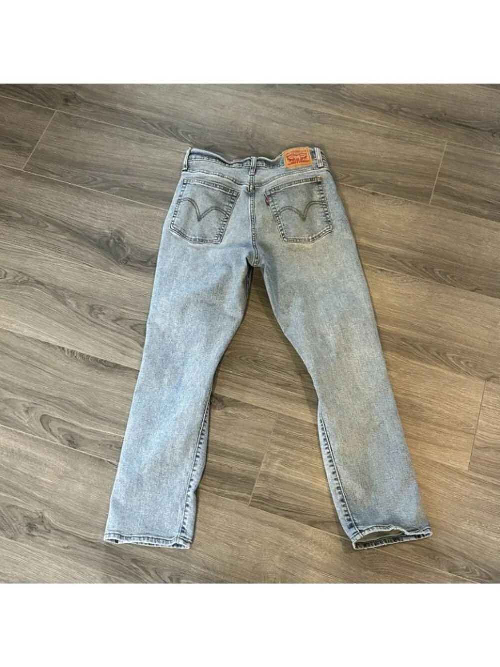 Levi's Wedgie Straight Jeans Womens 30 Light Wash High Rise Distressed Denim - Picture 2 of 16
